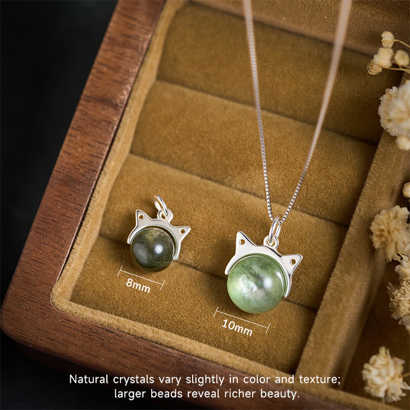 Buddha Stones 925 Sterling Silver Natural Green Lepidolite Cat Protection Necklace Pendant - image 3