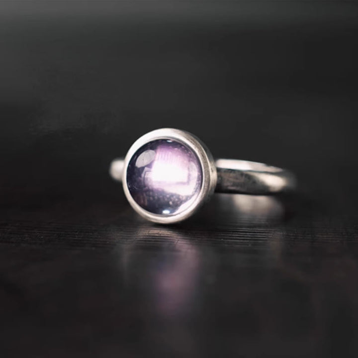 Buddha Stones Natural 925 Sterling Silver Amethyst Adjustable Balance Ring - B Style(About 9*9mm) - image 0