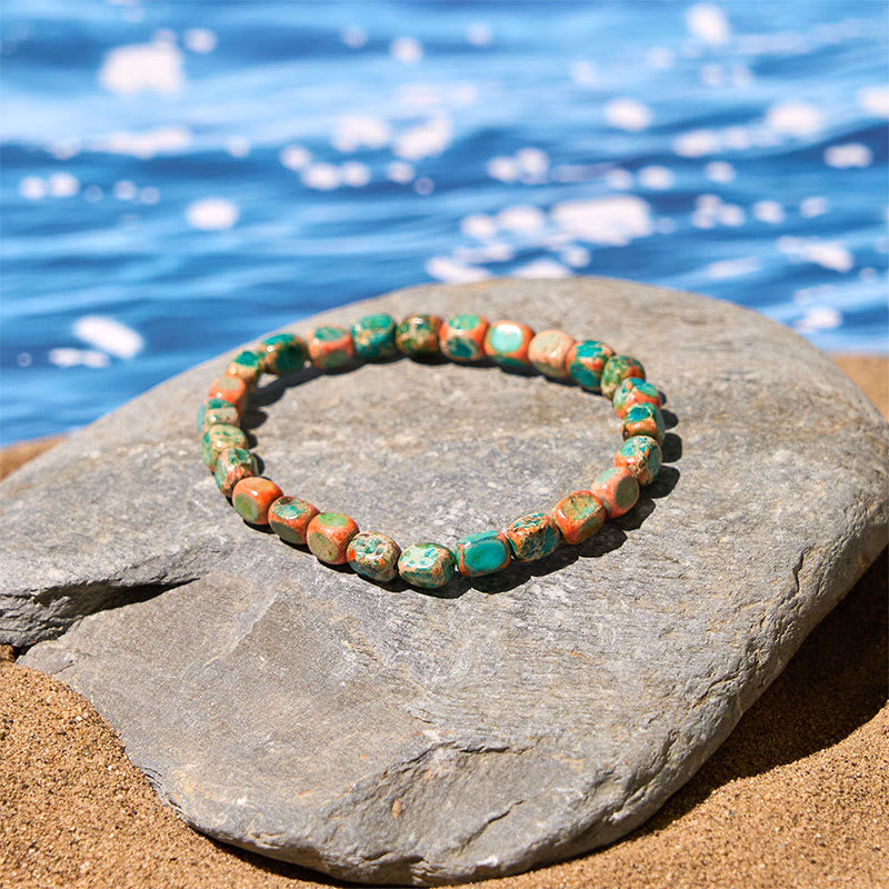 FREE Today: Anti-stress and Happiness Natural Colorful Emperor Stone Oval Square Beads Bracelet - image 1