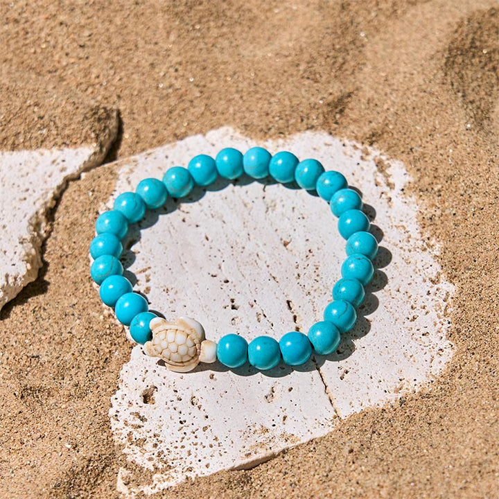 FREE Today: Strength and Wisdom Natural Stone Sea Turtle Turquoise Crackle Agate Bracelet - image 1
