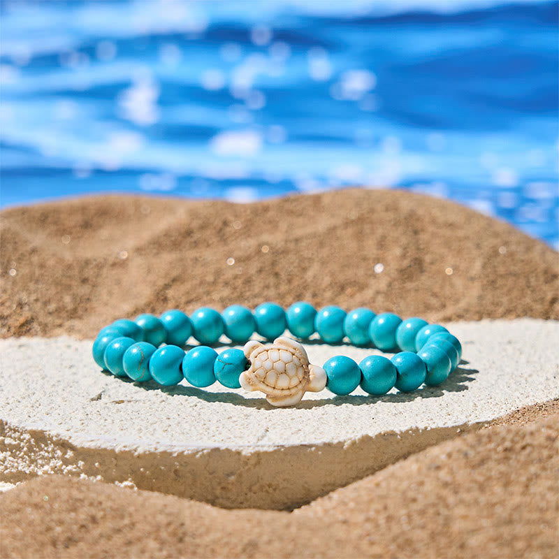 FREE Today: Strength and Wisdom Natural Stone Sea Turtle Turquoise Crackle Agate Bracelet - Turquoise(Wrist Circumference: 15-18cm) - image 0