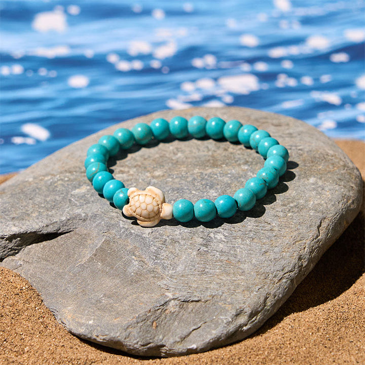 FREE Today: Strength and Wisdom Natural Stone Sea Turtle Turquoise Crackle Agate Bracelet - image 2