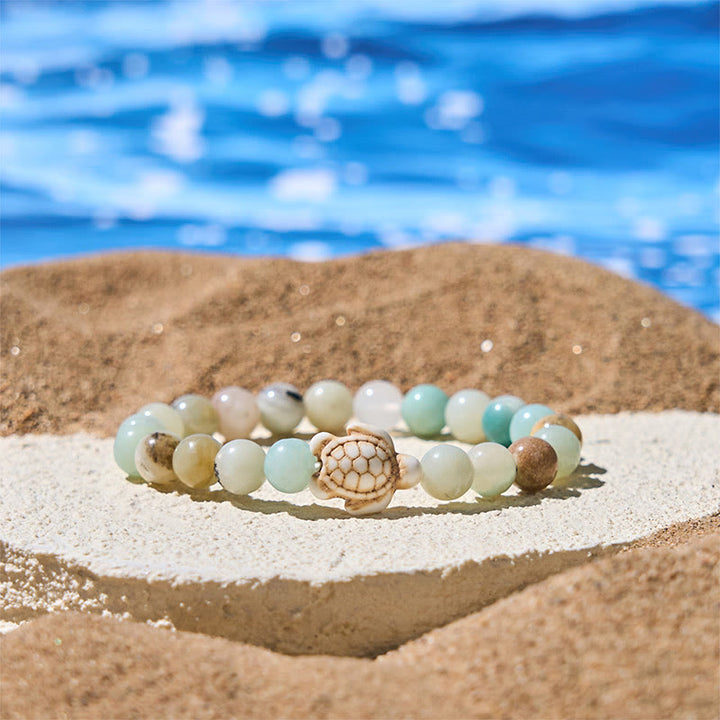 FREE Today: Strength and Wisdom Natural Stone Sea Turtle Turquoise Crackle Agate Bracelet - Amazonite(Wrist Circumference: 15-18cm) - image 12