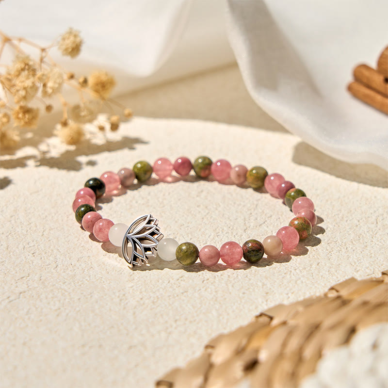 FREE Today: Loving Energy and Healing Rhodonite Unakite Beads Lotus Bracelet - image 1