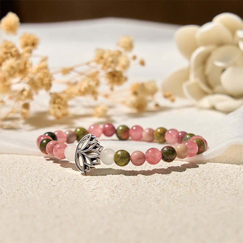 FREE Today: Loving Energy and Healing Rhodonite Unakite Beads Lotus Bracelet - image 4
