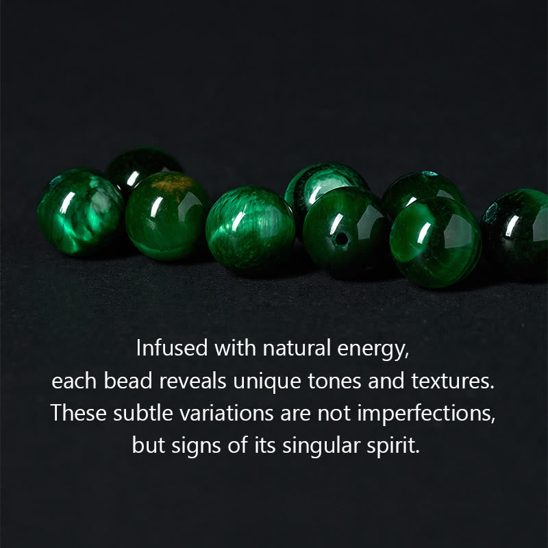 Buddha Stones Natural Green Tiger Eye Om Mani Padme Hum Positive Strength Bracelet - image 6