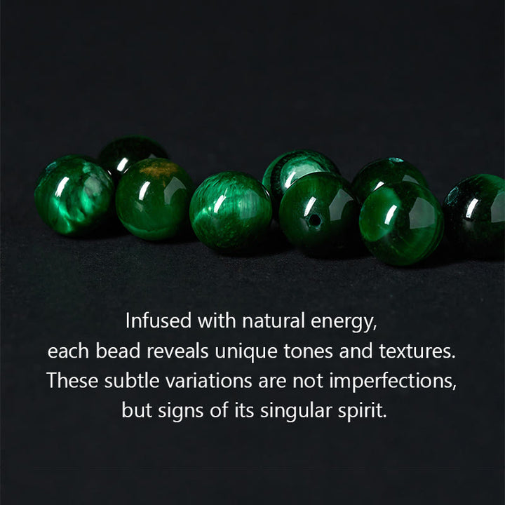 Buddha Stones Natural Green Tiger Eye Om Mani Padme Hum Positive Strength Bracelet - image 6