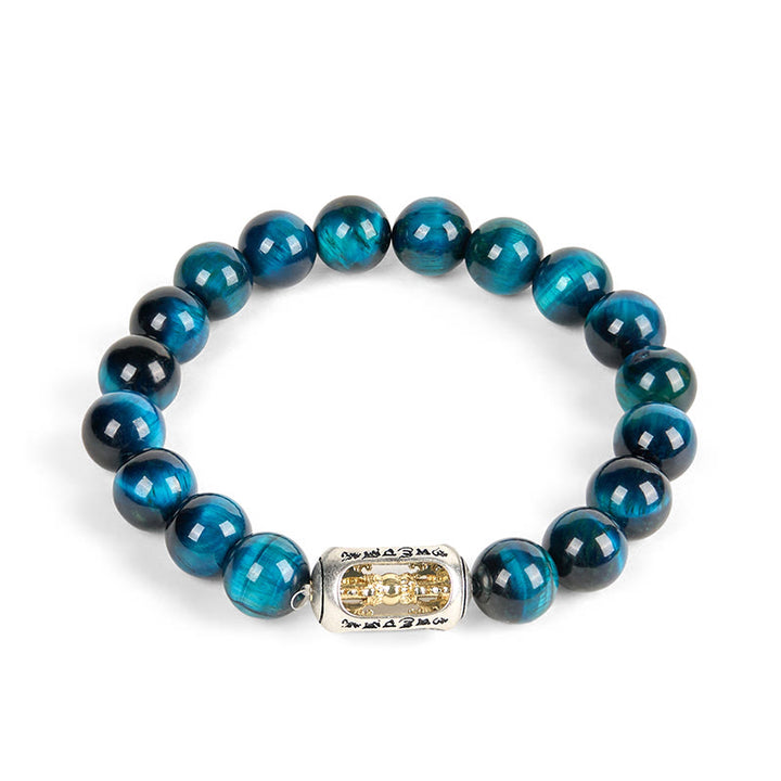 FREE Today: Positive Strength Natural Blue Tiger Eye Om Mani Padme Hum Bracelet - image 3