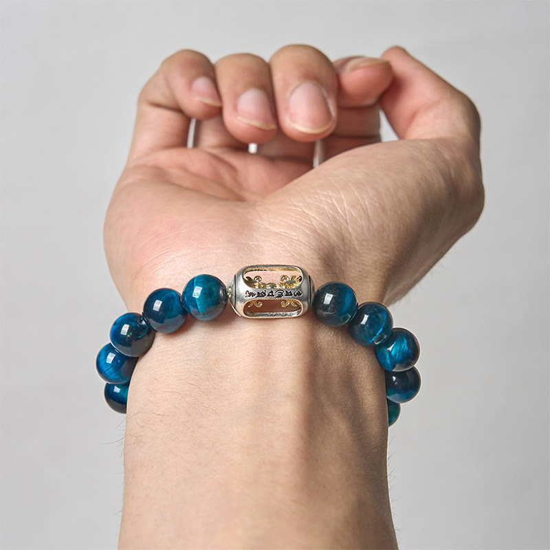 FREE Today: Positive Strength Natural Blue Tiger Eye Om Mani Padme Hum Bracelet - image 2