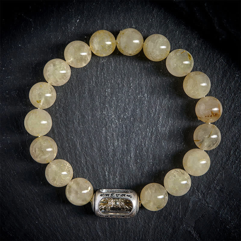 Buddha Stones Natural Citrine Om Mani Padme Hum Prosperity Bracelet - image 1