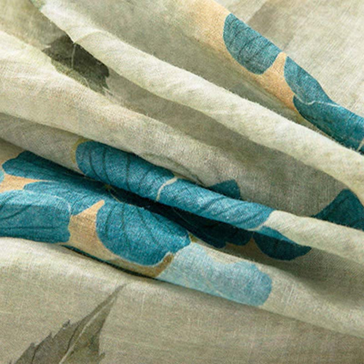 Buddha Stones Half Sleeve Color Contrast Floral Pattern Midi Dress With Pockets - image 4