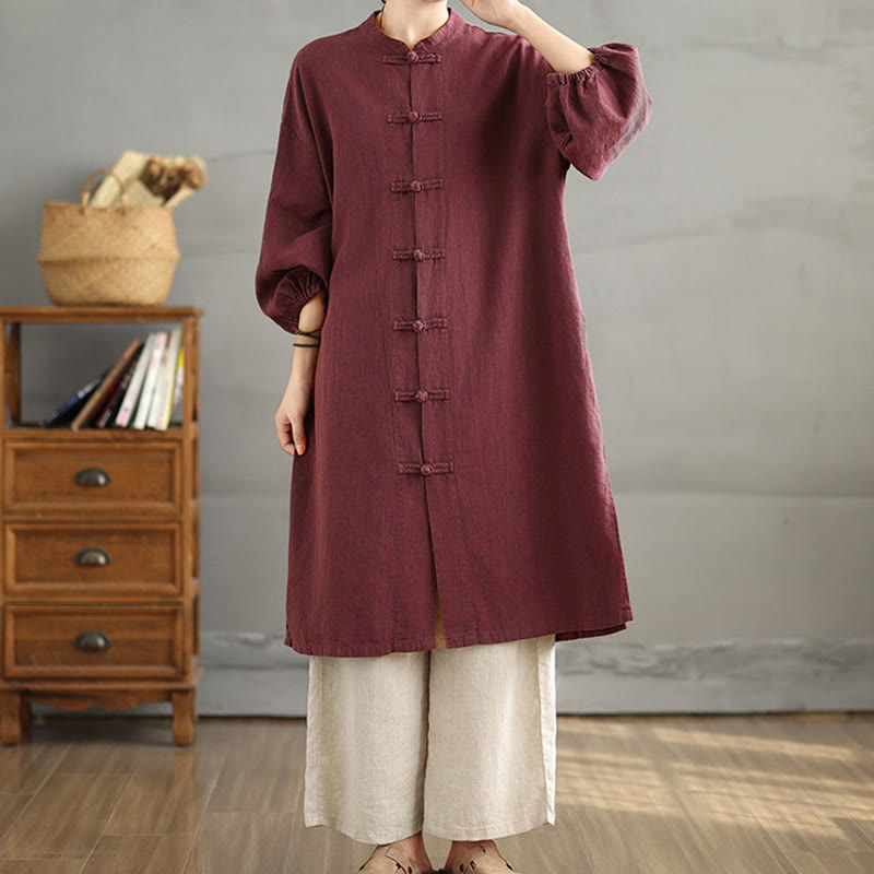Buddha Stones Casual Frog-button Women's  Coat With Pockets - image 4