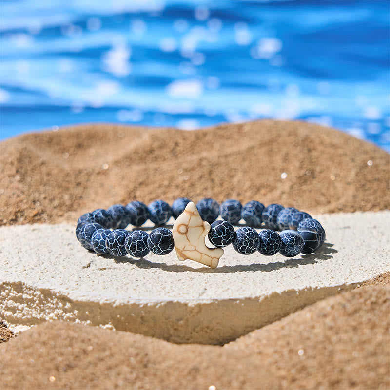 Buddha Stones Natural Various Stones Dolphin Spiritual Balance Bracelet - Crackle Agate(Wrist Circumference: 15-18cm) - image 12