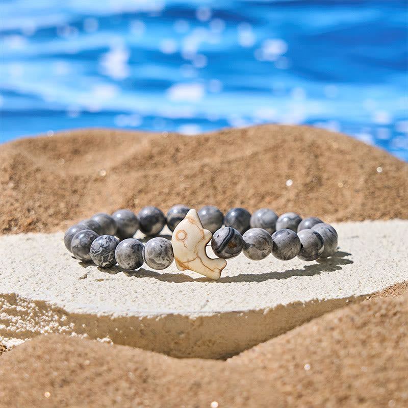 Buddha Stones Natural Various Stones Dolphin Spiritual Balance Bracelet - Grey Jasper(Wrist Circumference: 15-18cm) - image 16