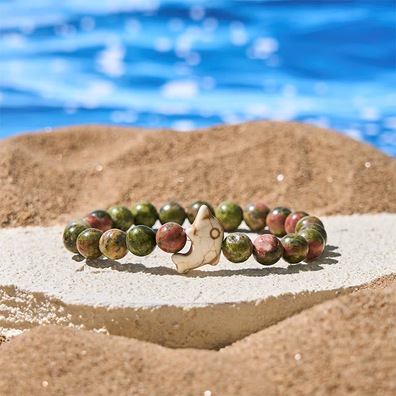 Buddha Stones Natural Various Stones Dolphin Spiritual Balance Bracelet - Unakite(Wrist Circumference: 15-18cm) - image 24