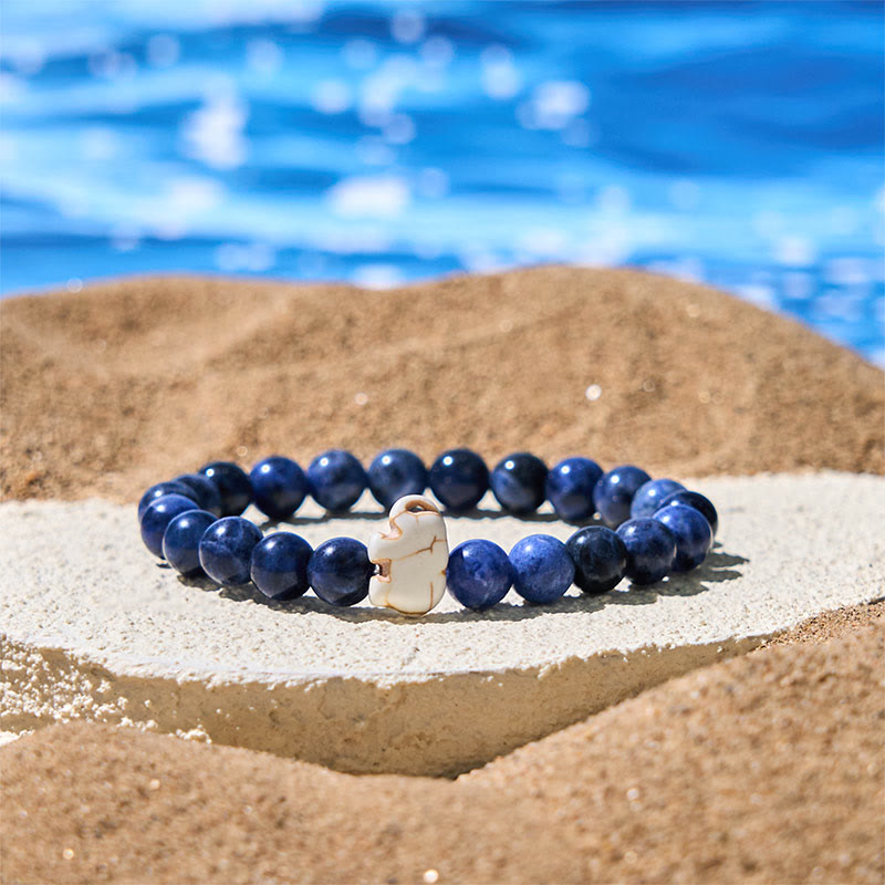 Buddha Stones Natural Various Stones Elephant Spiritual Strength Bracelet - Sodalite(Wrist Circumference: 15-18cm) - image 0