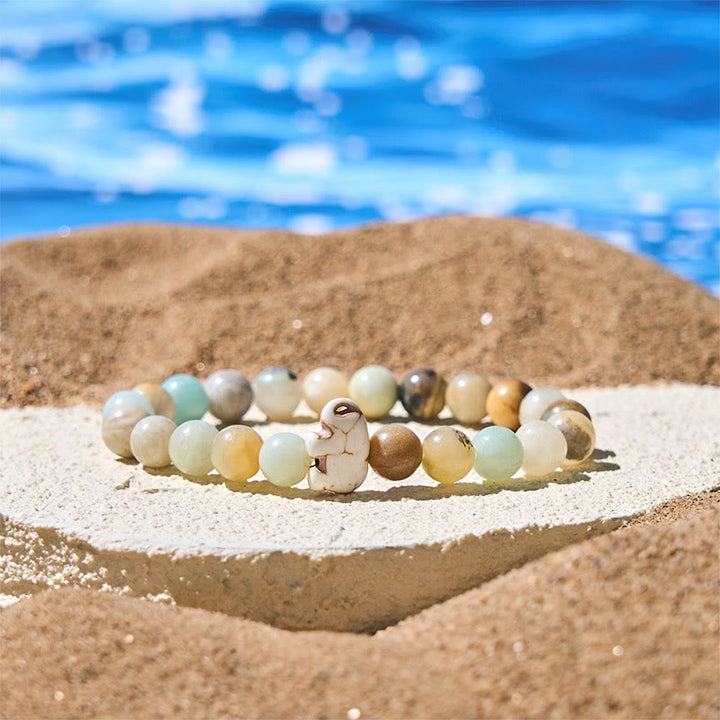 Buddha Stones Natural Various Stones Elephant Spiritual Strength Bracelet - Amazonite(Wrist Circumference: 15-18cm) - image 13