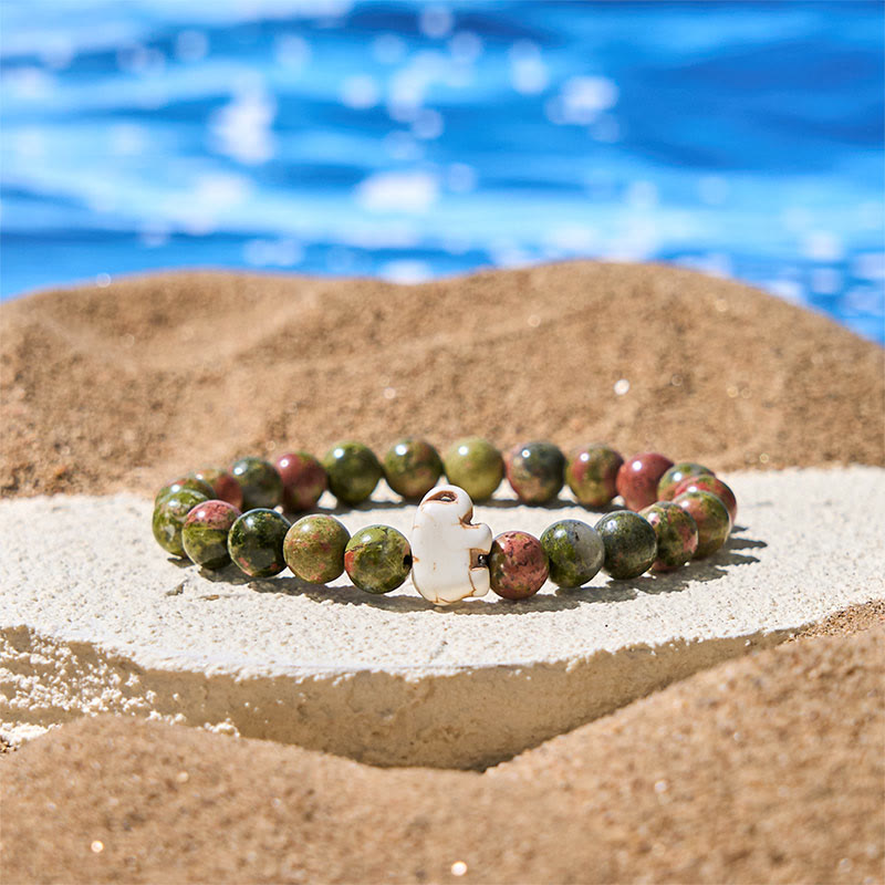 Buddha Stones Natural Various Stones Elephant Spiritual Strength Bracelet - Unakite(Wrist Circumference: 15-18cm) - image 25
