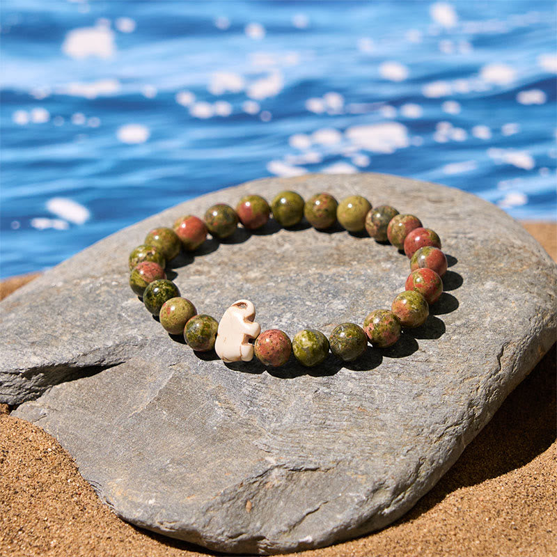 Buddha Stones Natural Various Stones Elephant Spiritual Strength Bracelet - image 27