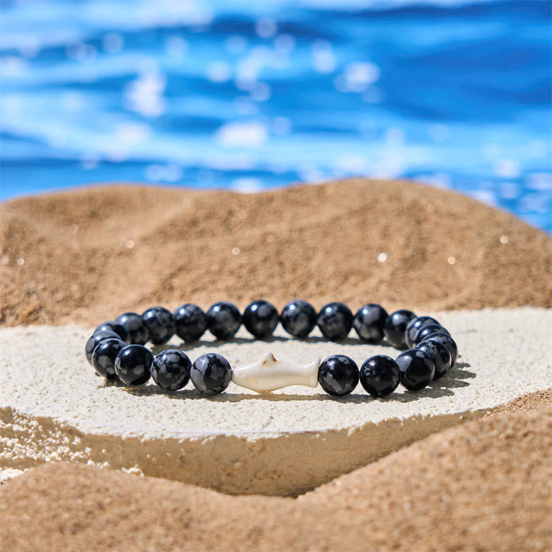 Buddha Stones Natural Agate Stone Shark Wisdom Bracelet - Gray Agate(Wrist Circumference: 15-18cm) - image 0