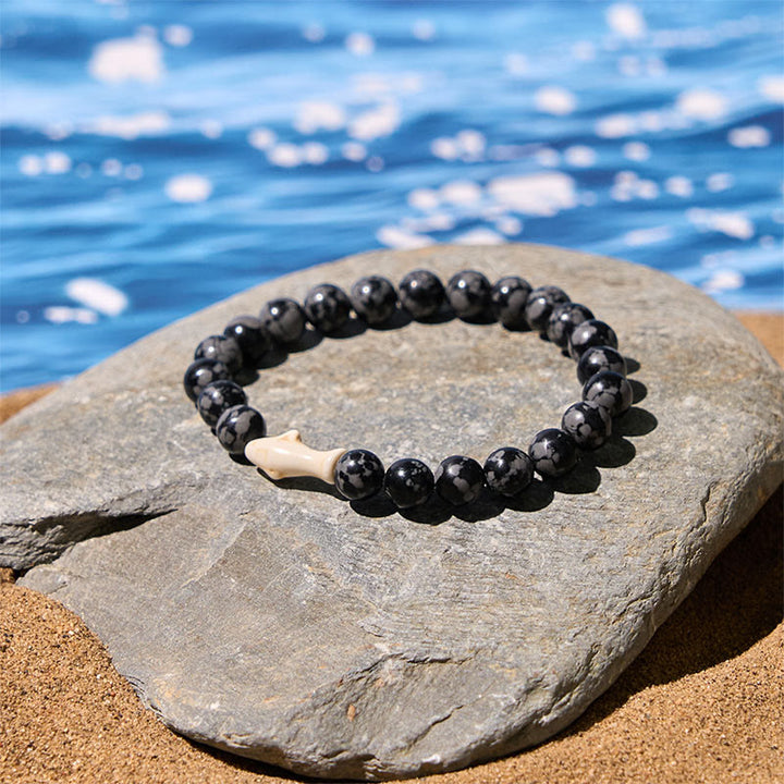 Buddha Stones Natural Agate Stone Shark Wisdom Bracelet - image 2