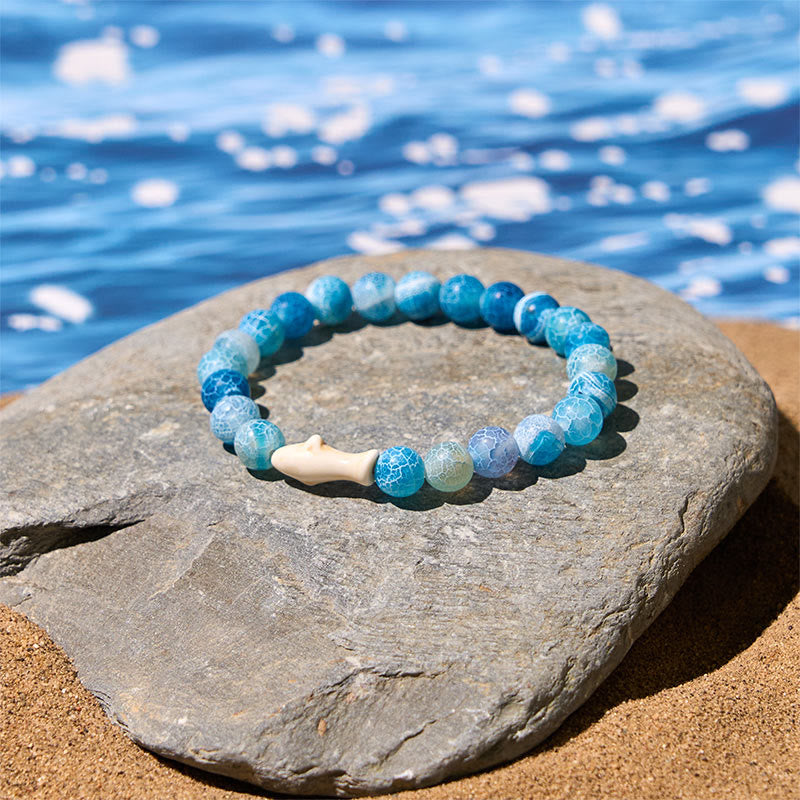 Buddha Stones Natural Agate Stone Shark Wisdom Bracelet - image 5