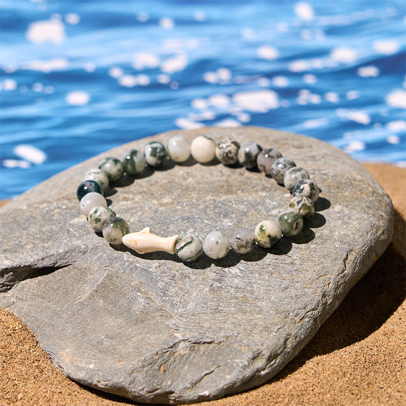 Buddha Stones Natural Agate Stone Shark Wisdom Bracelet - image 13