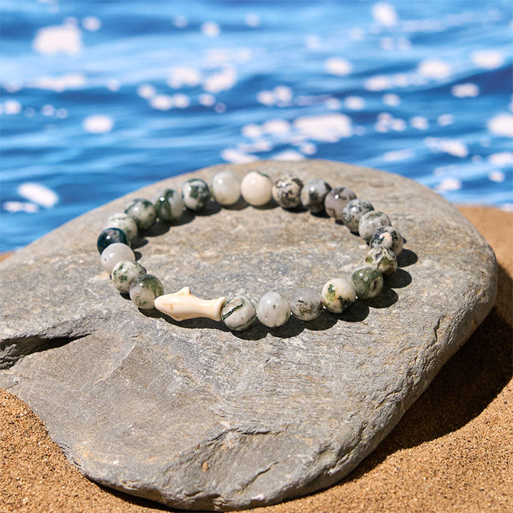 Buddha Stones Natural Agate Stone Shark Wisdom Bracelet - image 13