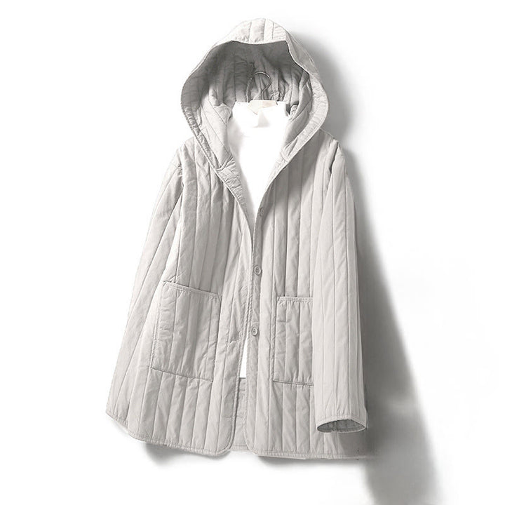 Buddha Stones Cord Design Quilting Women's Long Sleeve Cotton Hoodie Jacket With Pocket - WhiteSmoke - US8-10，UK/AU12-14，EU40-42 (2XL) - image 15