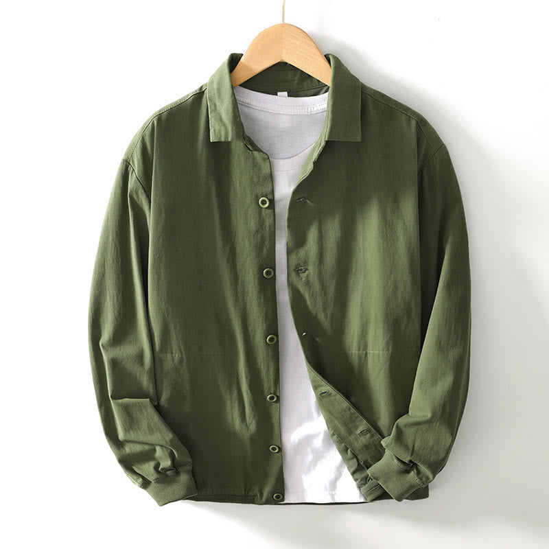 Buddha Stones Fall Solid Long Sleeve Buttons Down Men Cotton Shirt With Pockets - ForestGreen - US/UK/AU42，EU52 (3XL) - image 23