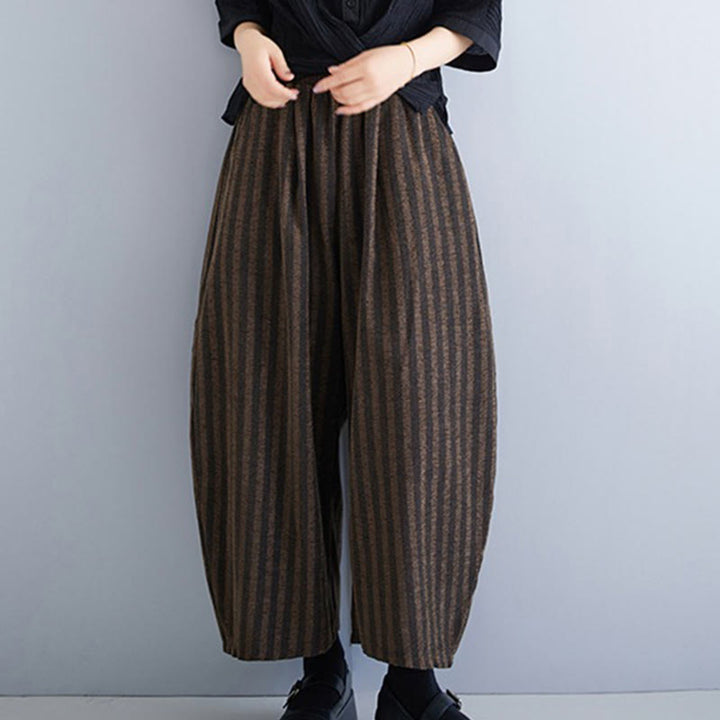 Buddha Stones Casual 7-8 Length Corduroy Stripes Women's Polyester Wide Leg Pants With Pockets - image 18