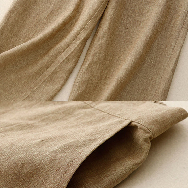 Buddha Stones Casual Plain Women's Elastic Waist  Wide Leg Pants With Pockets - image 7