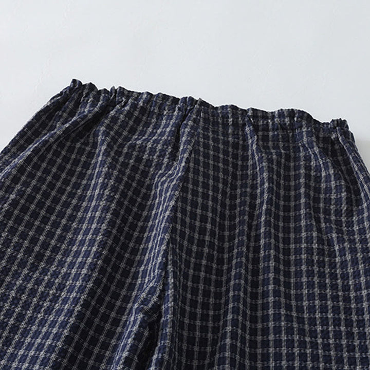 Buddha Stones Casual Plaid Pattern Women's Cotton Wide Leg Pants With Pockets - image 6