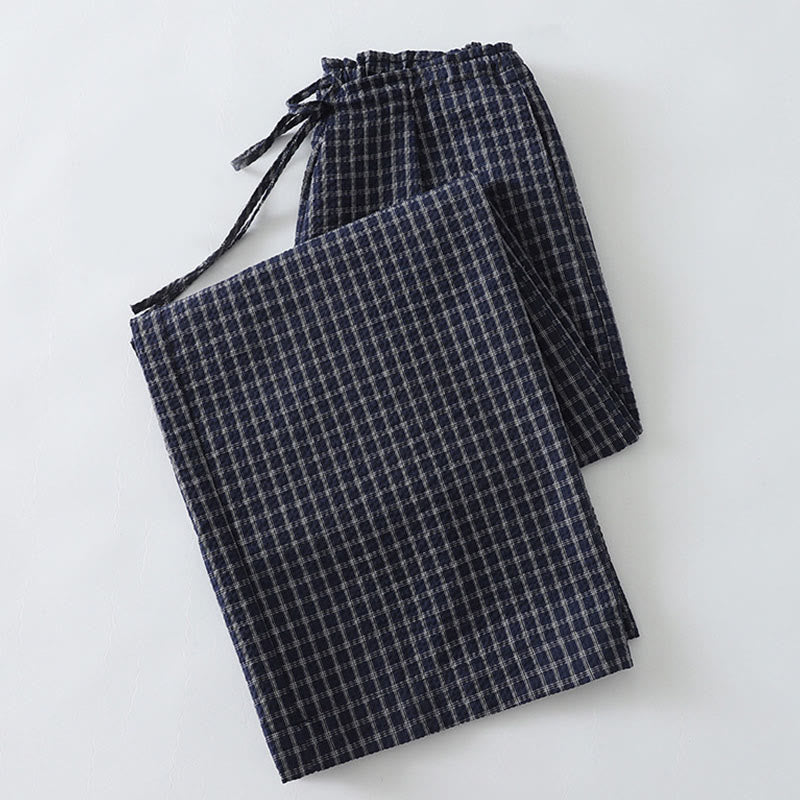 Buddha Stones Casual Plaid Pattern Women's Cotton Wide Leg Pants With Pockets - image 3