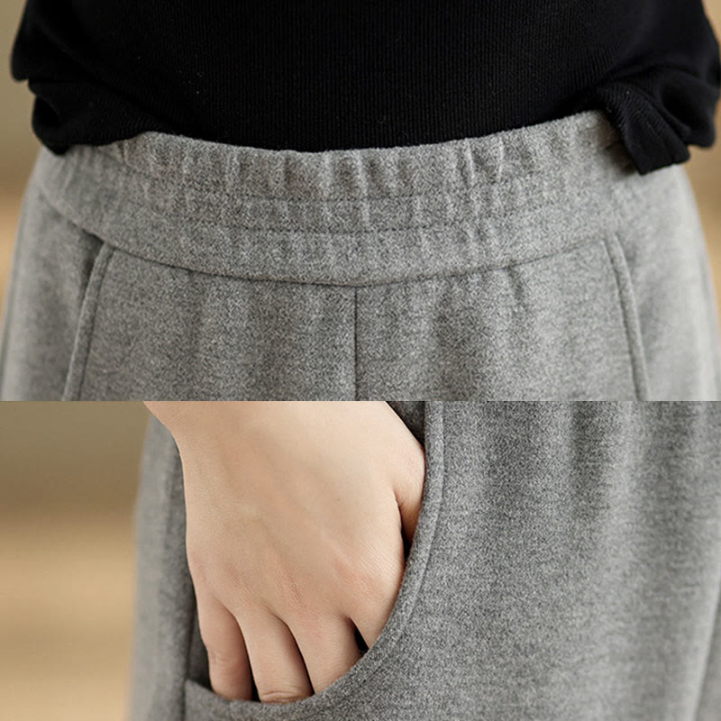 Buddha Stones Casual Thickening Women's Polyester Straight Leg Pants With Pockets - image 12