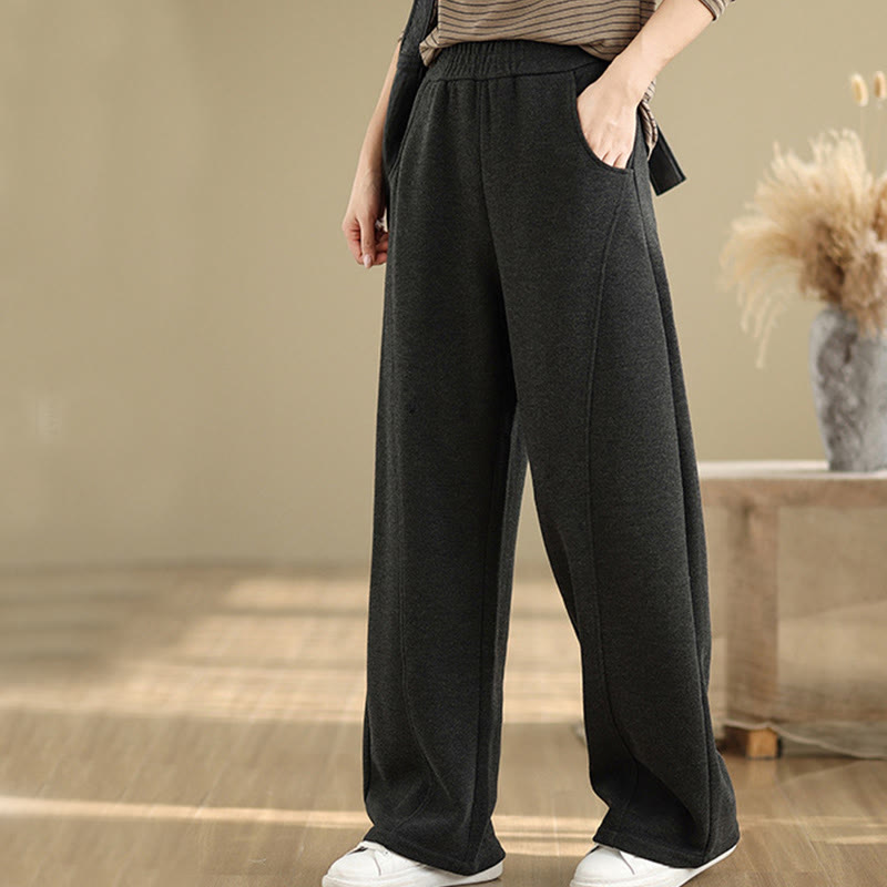 Buddha Stones Casual Thickening Women's Polyester Straight Leg Pants With Pockets - image 3