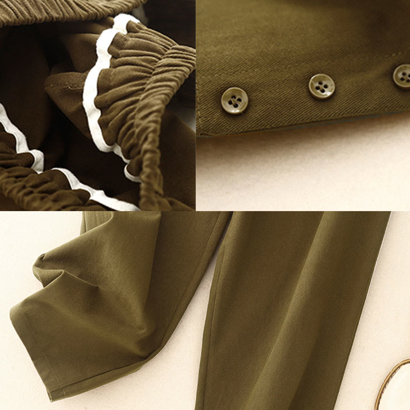 Buddha Stones Casual Snap Buttons Women's Cotton Polyester Pants With Pockets - image 6