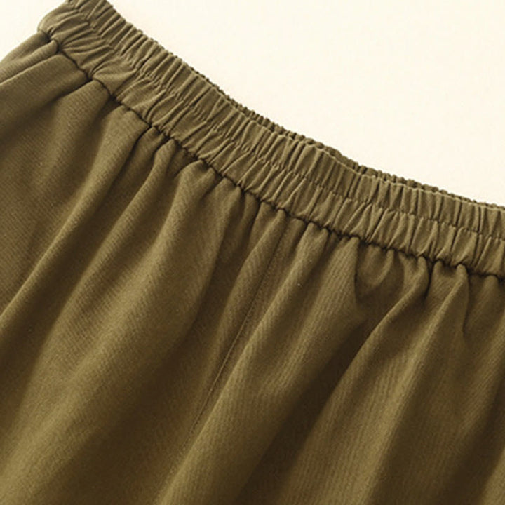 Buddha Stones Casual Snap Buttons Women's Cotton Polyester Pants With Pockets - image 7