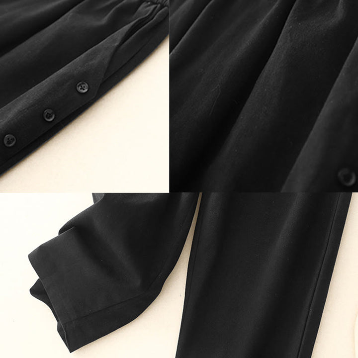 Buddha Stones Casual Snap Buttons Women's Cotton Polyester Pants With Pockets - image 9