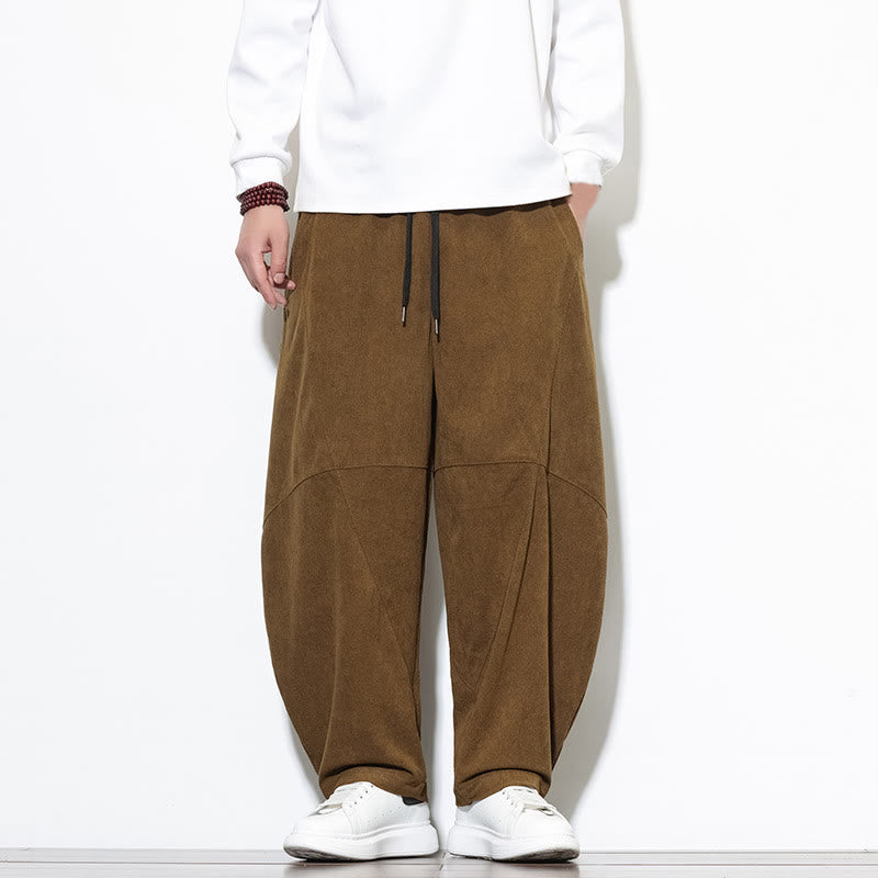 Buddha Stones Drawstring Solid Color Tapered Design Cotton Corduroy Men's Harem Pants With Pockets - DarkGoldenrod - US/UK/AU46，EU56 (5XL) - image 29