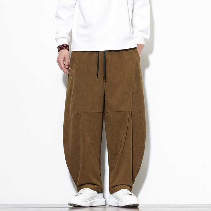 Buddha Stones Drawstring Solid Color Tapered Design Cotton Corduroy Men's Harem Pants With Pockets - DarkGoldenrod - US/UK/AU46，EU56 (5XL) - image 29