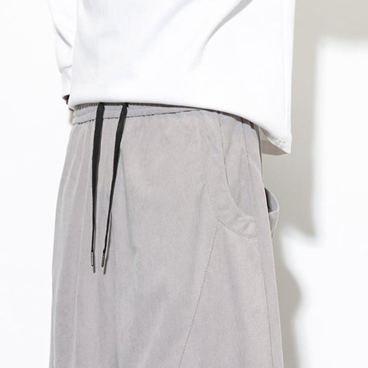 Buddha Stones Drawstring Solid Color Tapered Design Cotton Corduroy Men's Harem Pants With Pockets - image 18