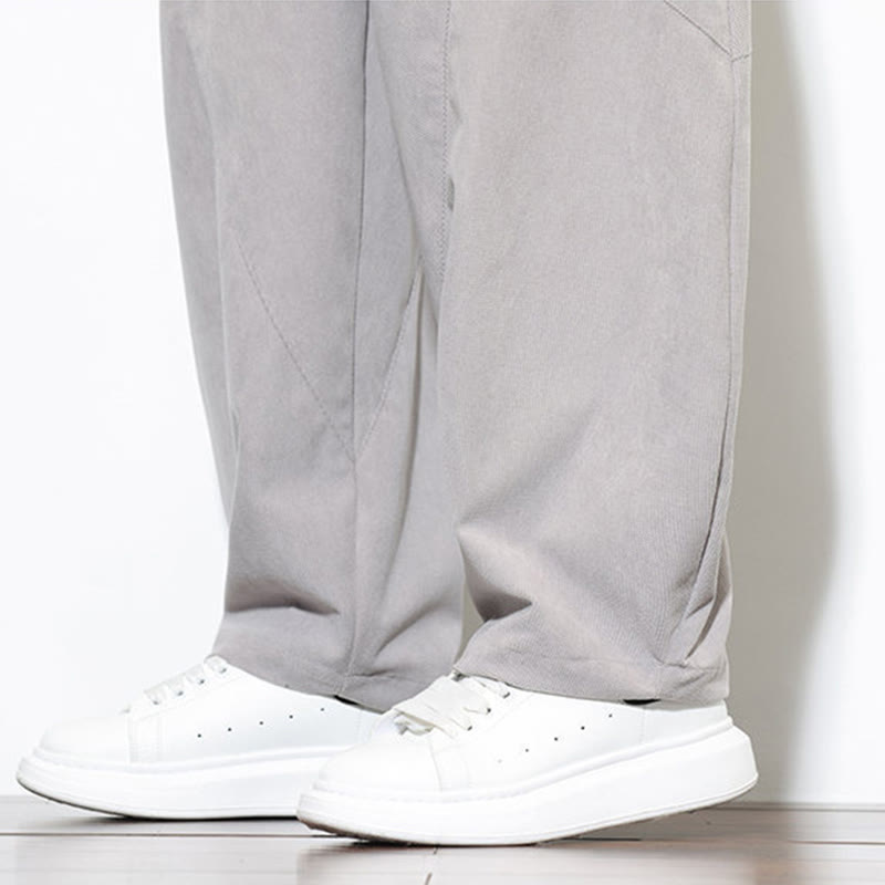 Buddha Stones Drawstring Solid Color Tapered Design Cotton Corduroy Men's Harem Pants With Pockets - image 19