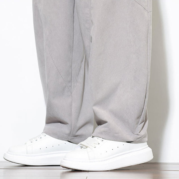 Buddha Stones Drawstring Solid Color Tapered Design Cotton Corduroy Men's Harem Pants With Pockets - image 19