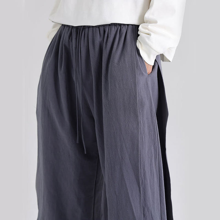 Buddha Stones Plain Patchwork Design Men's Cotton Pants With Pockets - image 8