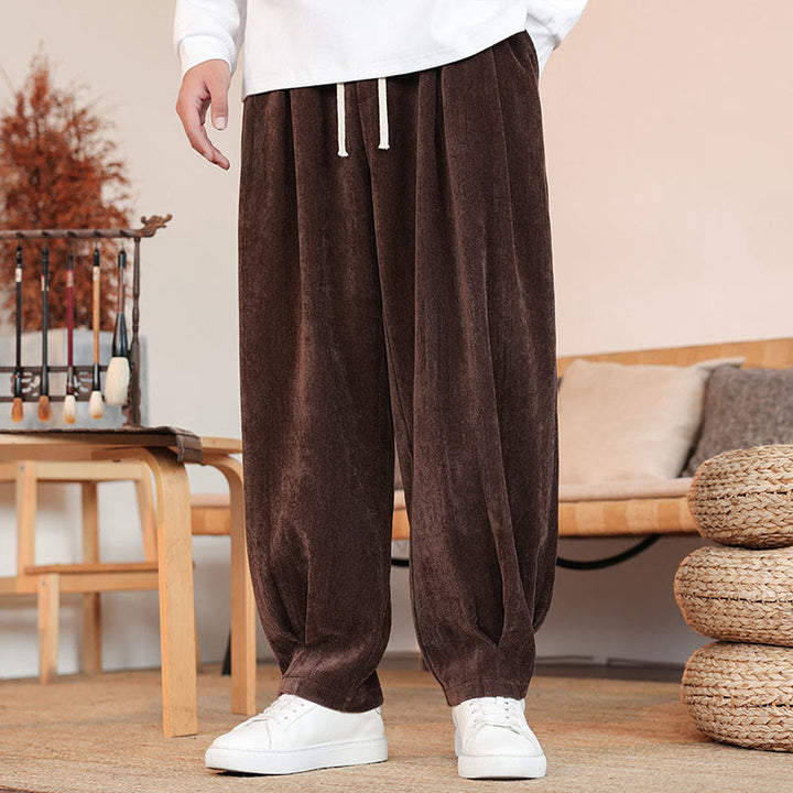 Buddha Stones Casual Solid Color Simple Design Men's Cotton Pants With Pockets - SaddleBrown - US/UK/AU46，EU56 (5XL) - image 0