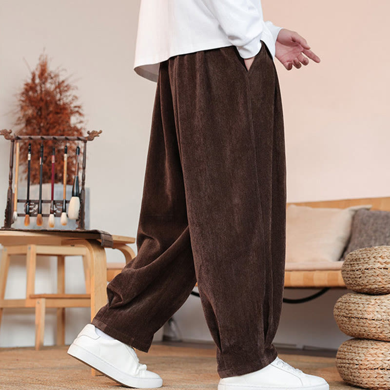 Buddha Stones Casual Solid Color Simple Design Men's Cotton Pants With Pockets - image 5