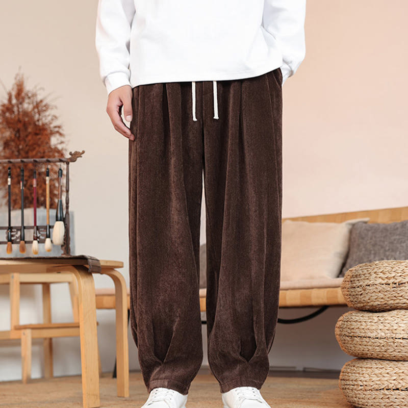 Buddha Stones Casual Solid Color Simple Design Men's Cotton Pants With Pockets - image 1