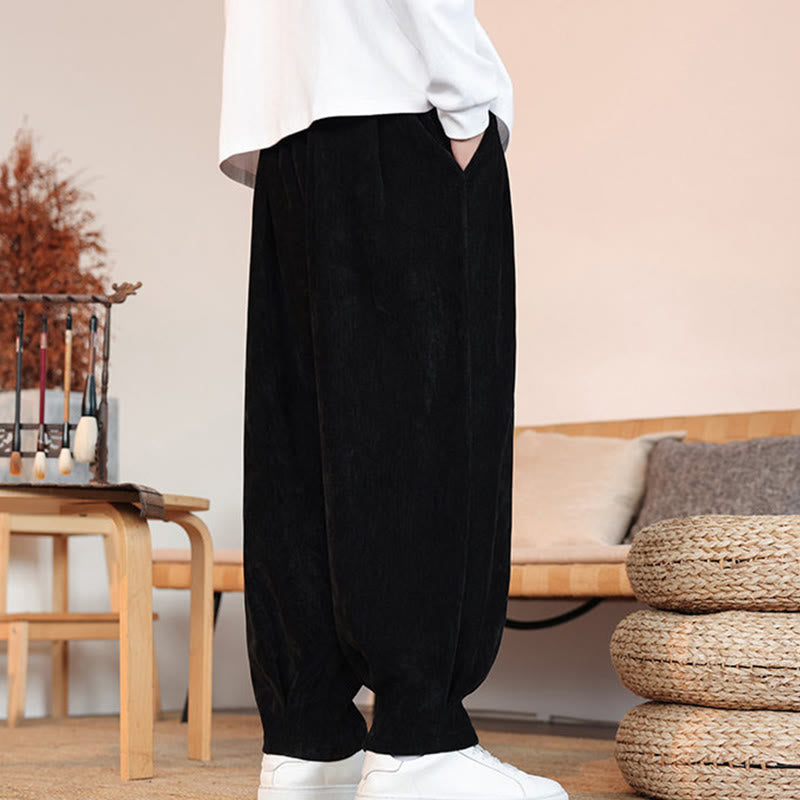 Buddha Stones Casual Solid Color Simple Design Men's Cotton Pants With Pockets - image 10