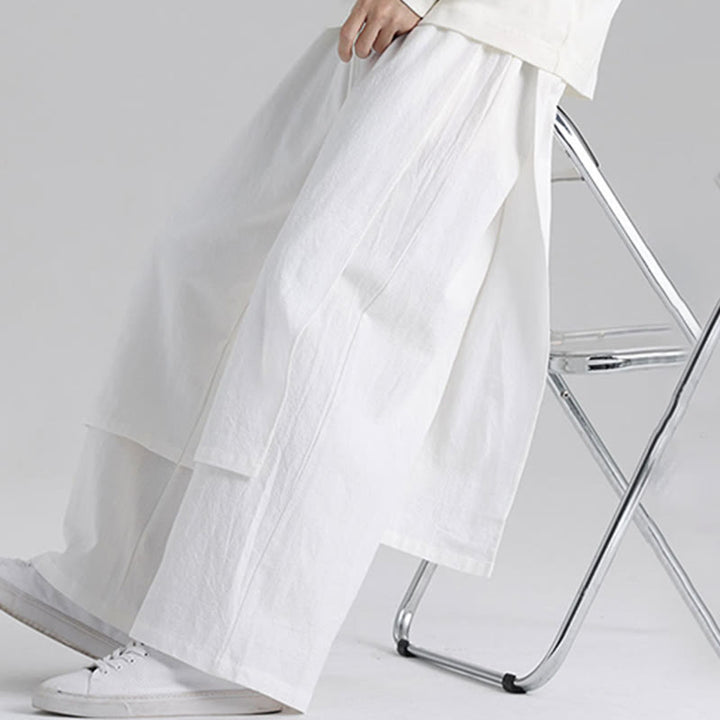 Buddha Stones Plain Patchwork Design Men's Cotton Pants With Pockets - image 24